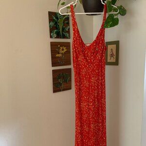Reformation Red Floral Midi Dress